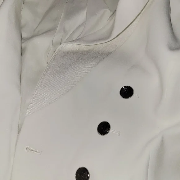 Elegant White Double-Breasted Women's Blazer White Black - Picture 8 of 14